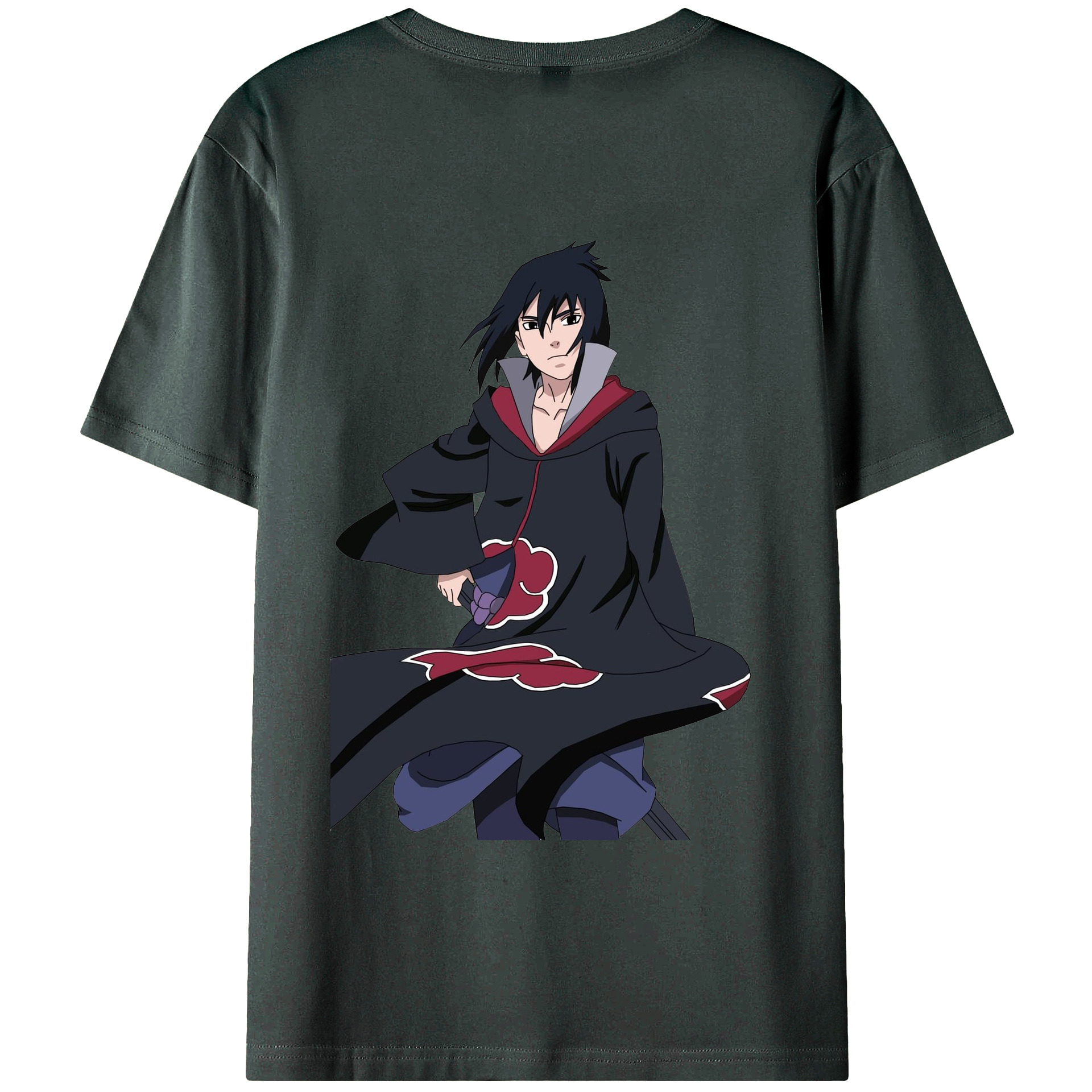 （画像用） NARUTO -ナルト- うちは サスケ Uchiha Sasuke 綿100％ メンズ半袖Tシャツ（バックプリント） 通気性